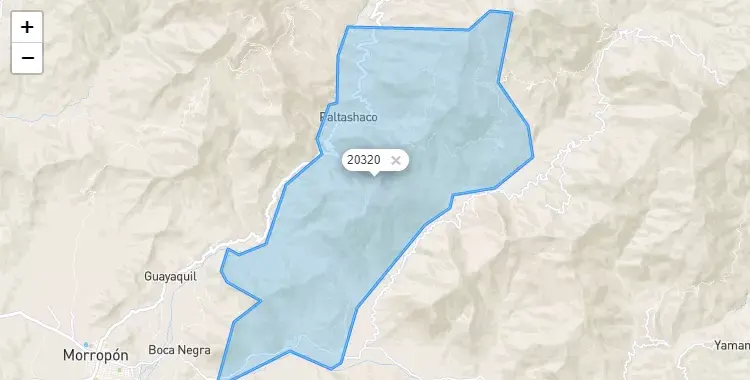 Mapa de la zona del código postal 20320 en Santa Catalina de Mossa, Piura