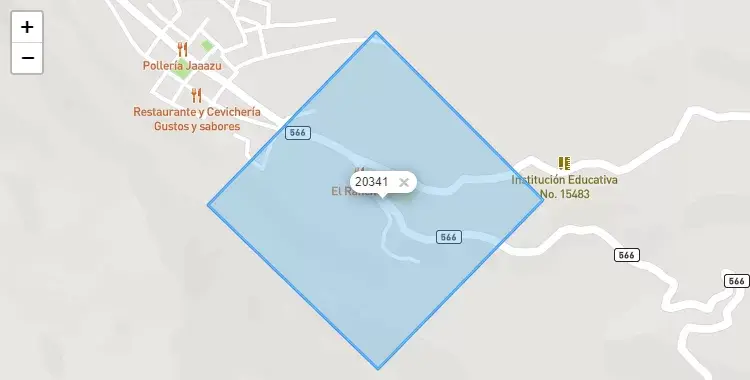 Mapa de la zona del código postal 20341 en Frías, Piura