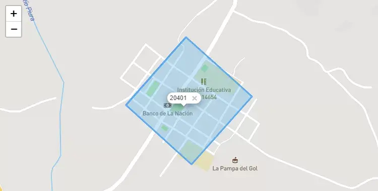 Mapa de la zona del código postal 20401 en Salitral, Piura