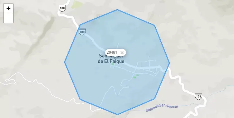 Mapa de la zona del código postal 20461 en San Miguel de el Faique, Piura