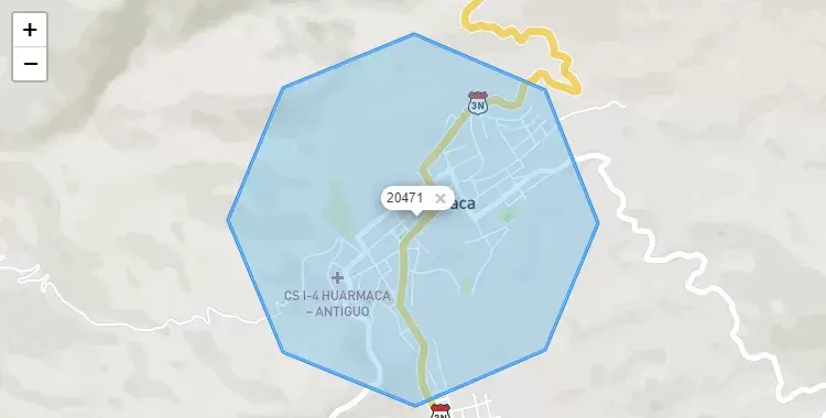 Mapa de la zona del código postal 20471 en Huarmaca, Piura