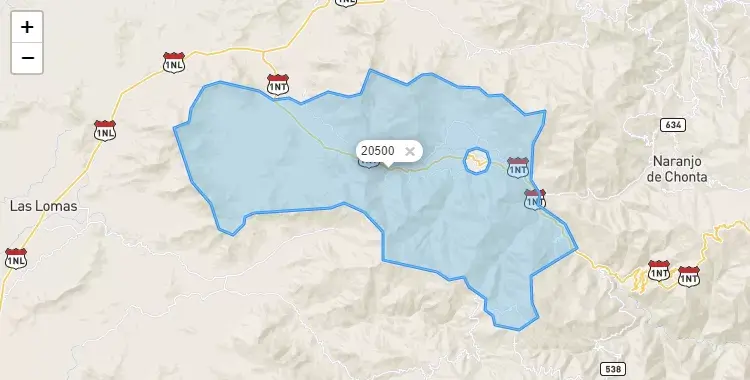 Mapa de la zona del código postal 20500 en Paimas, Piura
