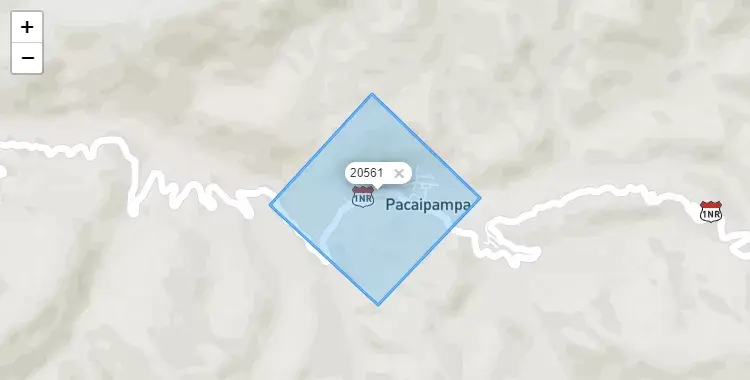 Mapa de la zona del código postal 20561 en Pacaipampa, Piura