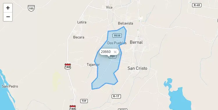 Mapa de la zona del código postal 20660 en Rinconada Llicuar, Piura