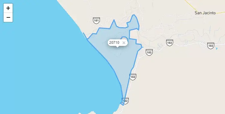 Mapa de la zona del código postal 20710 en Colán, Piura