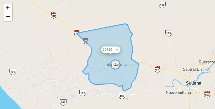 Mapa de la zona del código postal 20760 en Ignacio Escudero, Piura