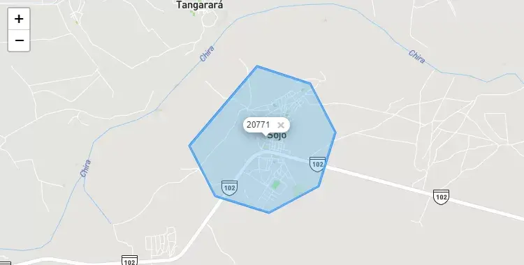 Mapa de la zona del código postal 20771 en Miguel Checa, Piura