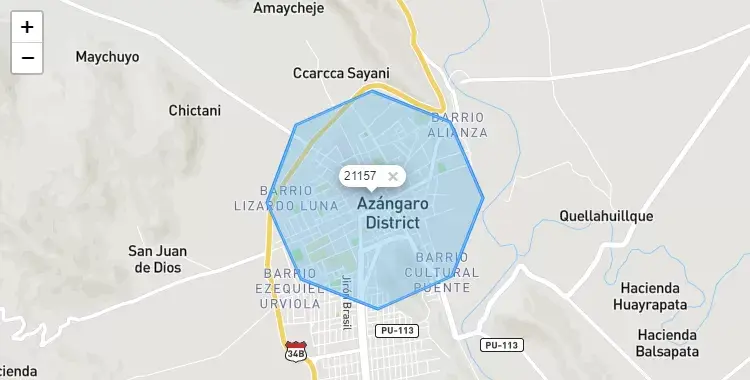 Mapa de Azangaro, capital de la provincia de Azangaro, Puno
