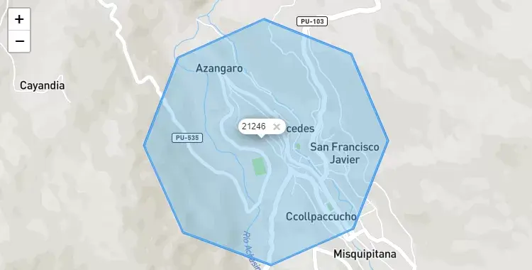 Mapa de la zona del código postal 21246 en Coasa, Puno