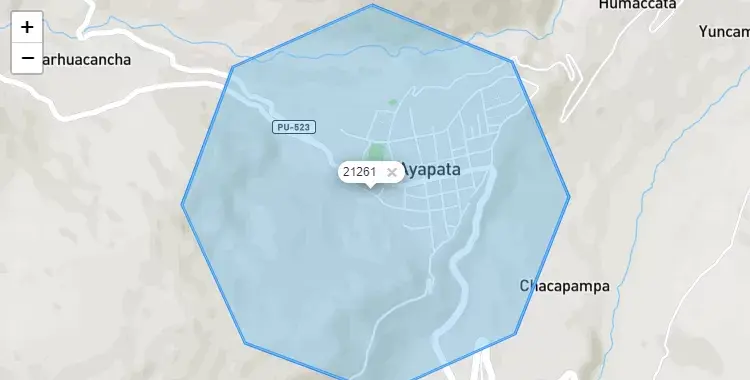 Mapa de la zona del código postal 21261 en Ayapata, Puno