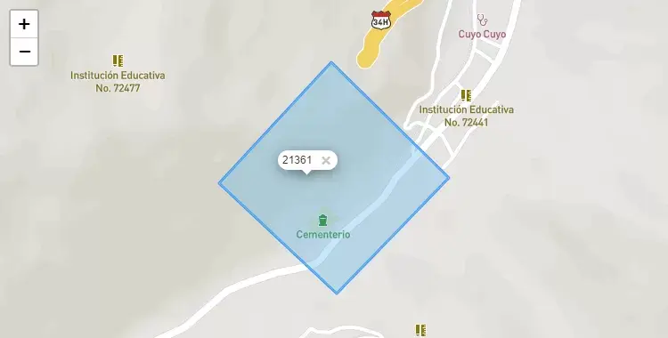 Mapa de la zona del código postal 21361 en Cuyocuyo, Puno