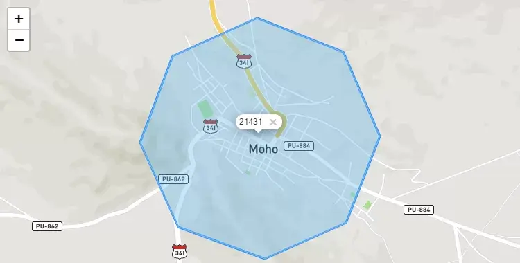 Mapa de Moho, capital de la provincia de Moho, Puno