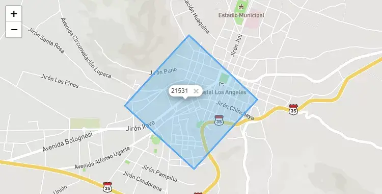 Mapa de la zona del código postal 21531 en Juli, Puno