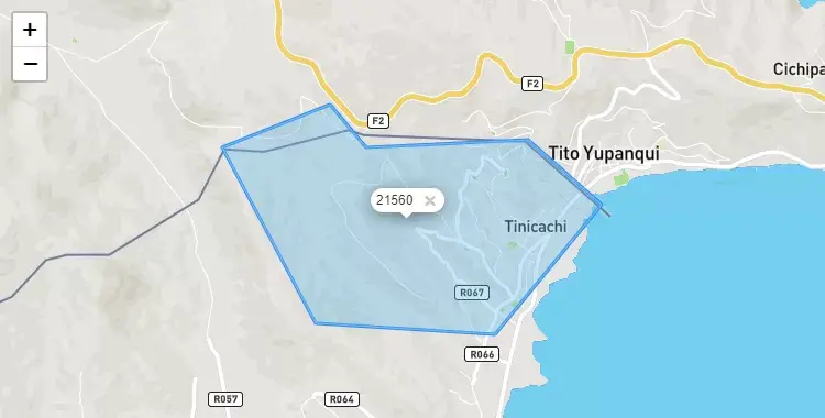 Mapa de la zona del código postal 21560 en Tinicachi, Puno