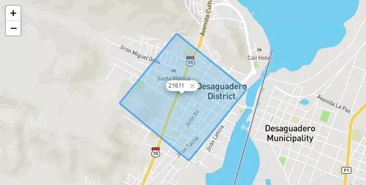 Mapa de Desaguadero, capital de la provincia de Chucuito, Puno