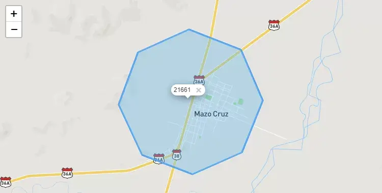 Mapa de la zona del código postal 21661 en Santa Rosa, Puno