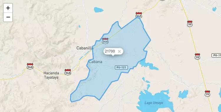 Mapa de Cabana, capital de la provincia de San Román, Puno