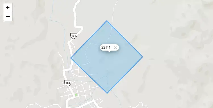 Mapa de la zona del código postal 22111 en Alonso de Alvarado, San Martín