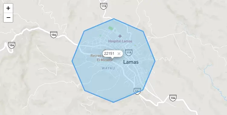 Mapa de Lamas, capital de la provincia de Lamas, San Martín