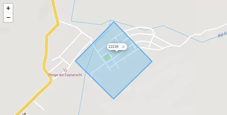 Mapa de la zona del código postal 22236 en Caynarachi, San Martín