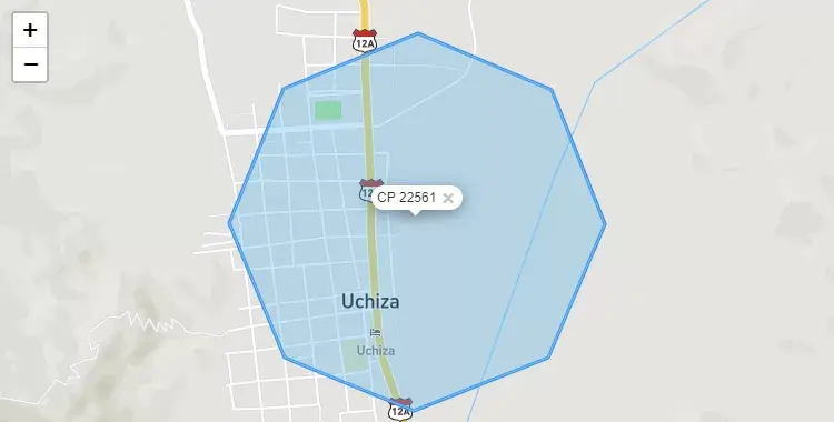 Mapa de la zona del código postal 22561 en Uchiza, San Martín