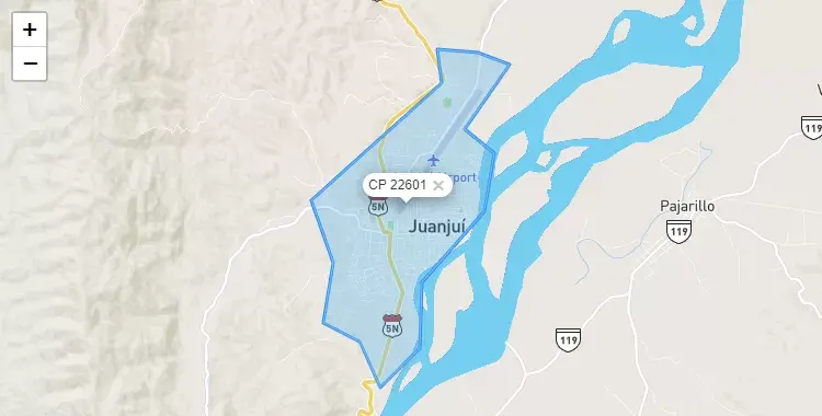 Mapa de la zona del código postal 22601 en Juanjui, San Martín