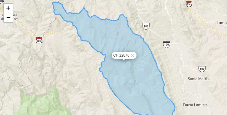Mapa de Alto Saposoa, capital de la provincia de Huallaga, San Martín