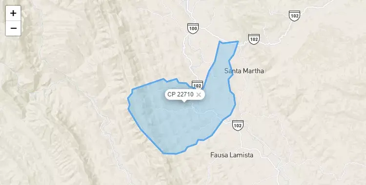 Mapa de Agua Blanca, capital de la provincia de El Dorado, San Martín