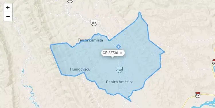 Mapa de la zona del código postal 22730 en San Pablo, San Martín