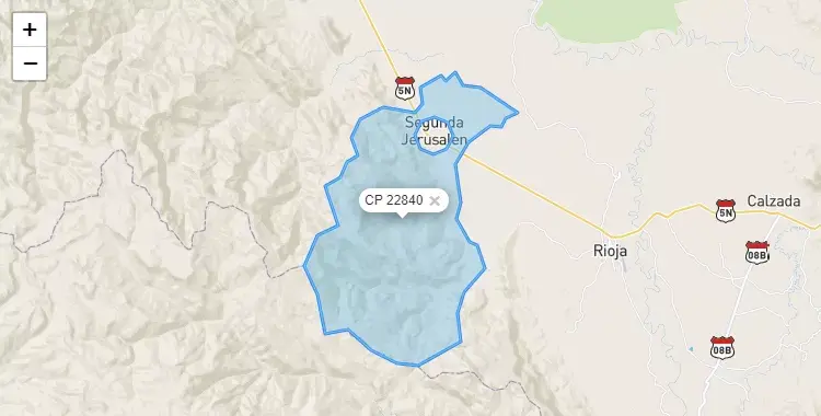 Mapa de la zona del código postal 22840 en Elias SoplinVargas, San Martín