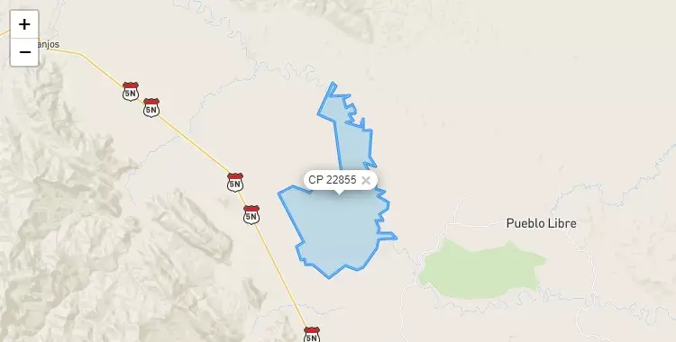 Mapa de la zona del código postal 22855 en San Fernando, San Martín
