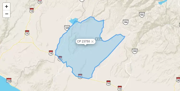 Mapa de la zona del código postal 23750 en Locumba, Tacna