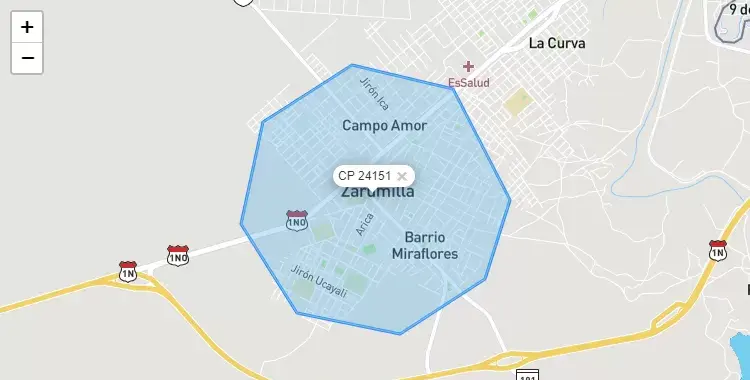 Mapa de Zarumilla, capital de la provincia de Zarumilla, Tumbes