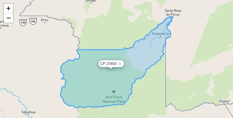 Mapa de Purús, capital de la provincia de Purus, Ucayali