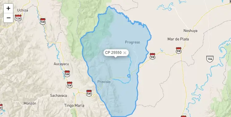 Mapa de Padre Abad, capital de la provincia de Padre Abad, Ucayali